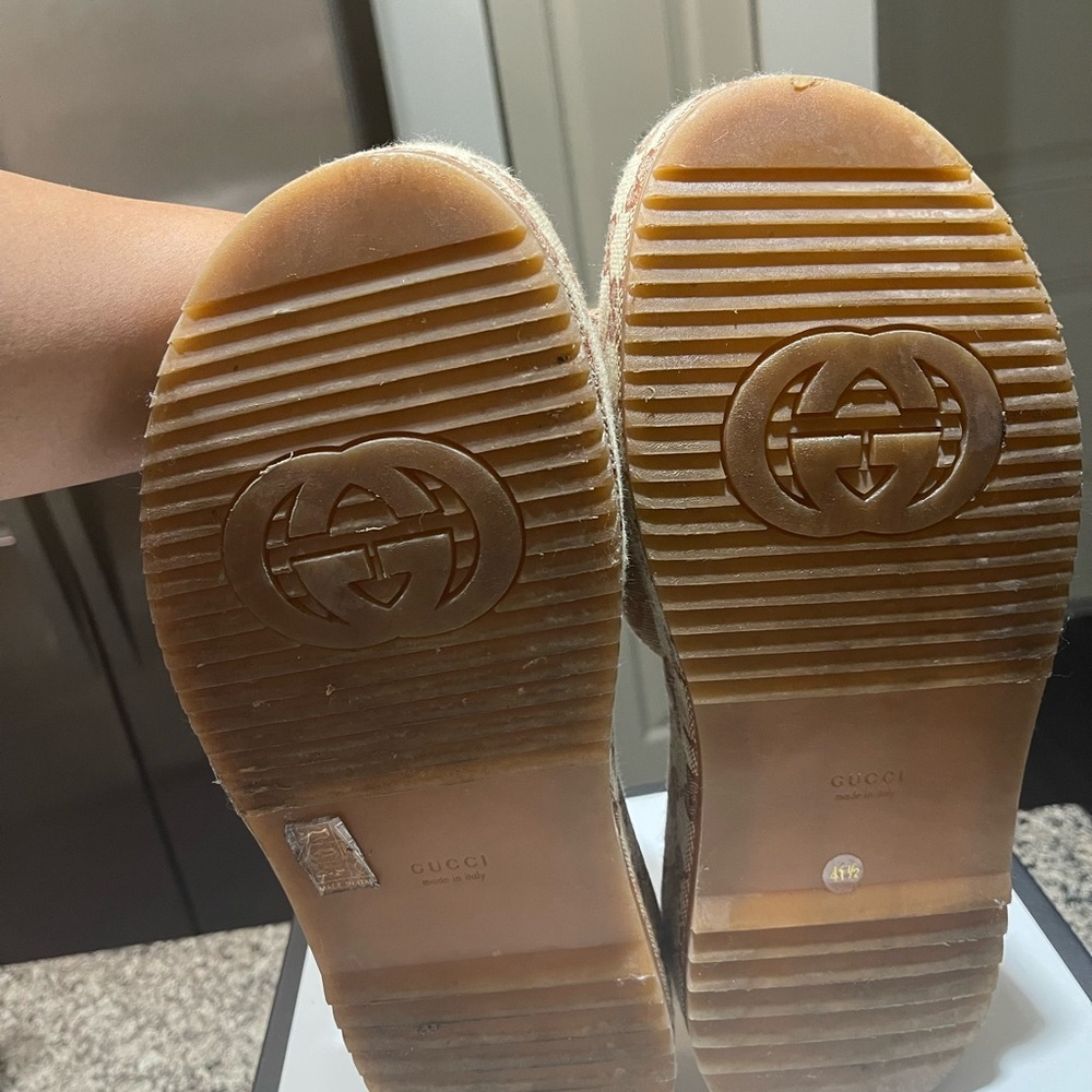 Gucci Angelina Platform GG Logo Sandals Beige Ruggine (Size 41.5) - Picture 6 of 6